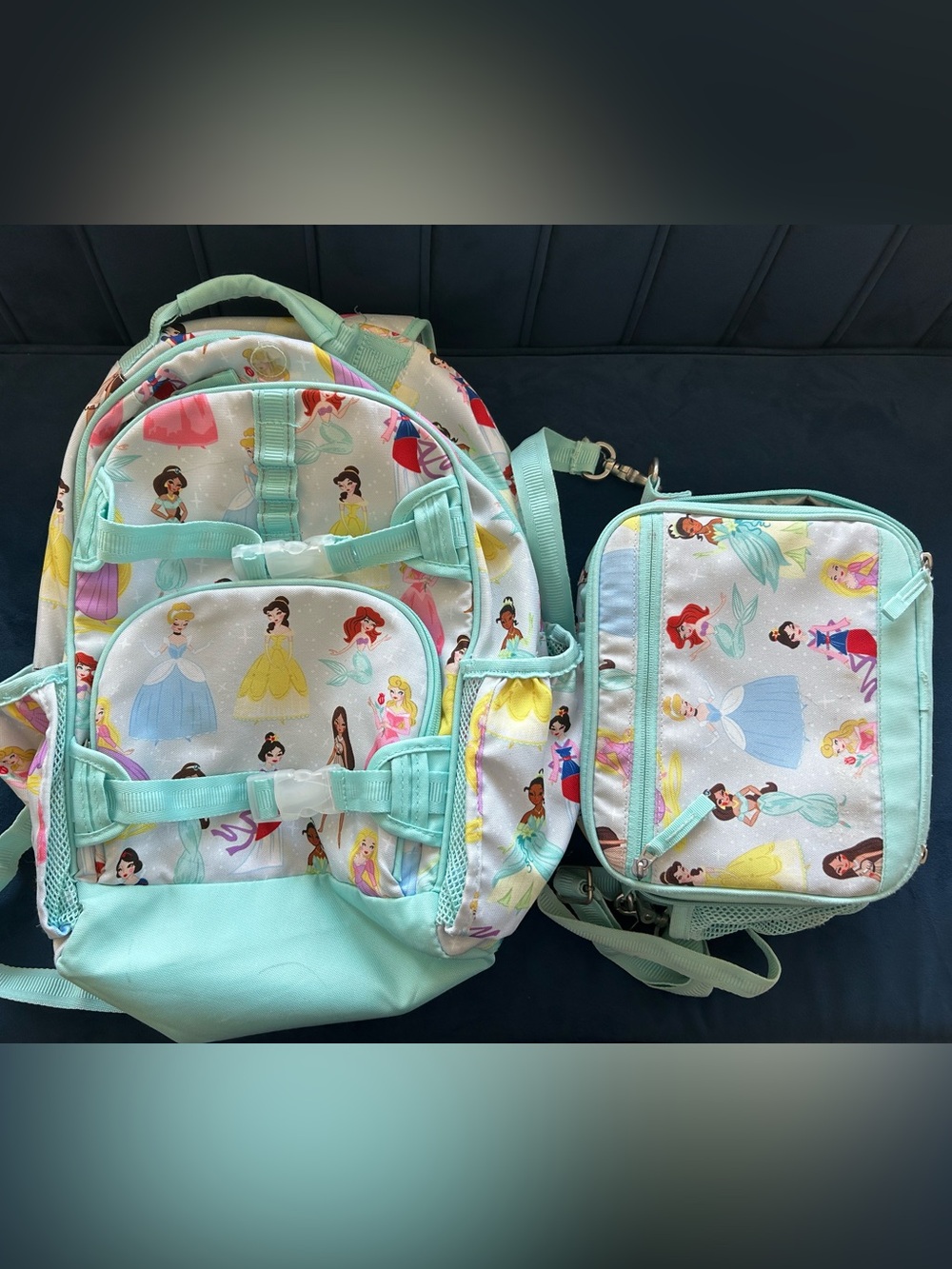 Disney Girls Mint Princess Backpack and Lunchbox Set